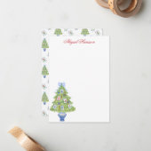 水彩麻雀クリスマスツリー オーダーメイド ノートカード (正面/裏面インサイチュ)