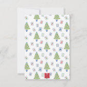 水彩麻雀クリスマスツリー オーダーメイド ノートカード (裏面)