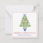 水彩麻雀クリスマスツリー ノートカード (正面)