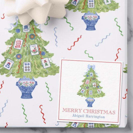 水彩麻雀クリスマスツリー ノートカード