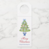 水彩麻雀クリスマスツリー ボトルネックタグ (正面)