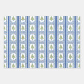 水彩麻雀クリスマスツリー ラッピングペーパーシート (正面2)