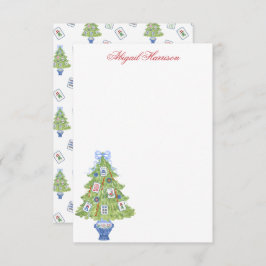 水彩麻雀クリスマスツリー 個人用 ノートカード