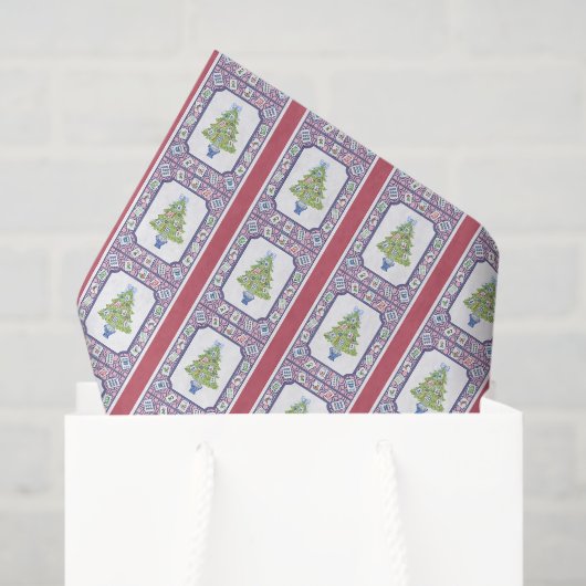 水彩麻雀クリスマスツリー 薄葉紙 (ギフトバッグ)