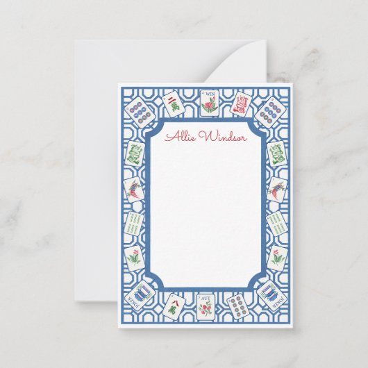 水彩麻雀タイルパーティー ノートカード (正面)