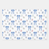 水彩麻雀タイル&ボウ ラッピングペーパーシート (正面3)