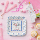 水彩麻雀タイル&弓パーティー ペーパープレート (パーティー)