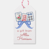 水彩麻雀タイル&弓囲い ギフトタグ (正面)