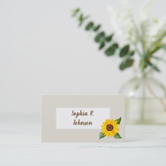 水彩黄ひまわり名刺 名刺 (スタンド正面)