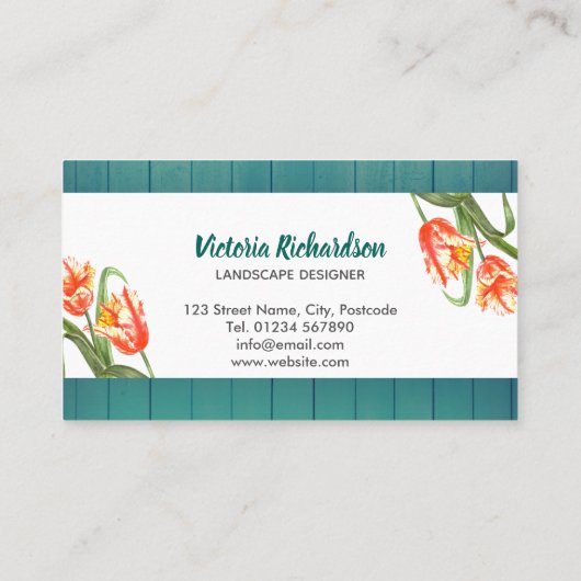 水彩黄オウムチューリップスフローラアート 名刺 (裏面)