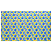 水彩黄モダン色と青の花織物 ファブリック (ヤード)