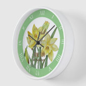 水彩黄水仙ローマ数字 壁時計 (傾斜)