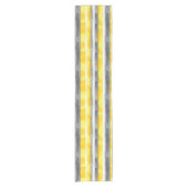 水彩黄灰色ストライプの白 ショートテーブルランナー (正面)