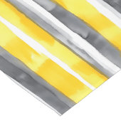 水彩黄灰色ストライプの白 ショートテーブルランナー (コーナー)