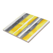 水彩黄灰色ストライプの白 タイル (側面)