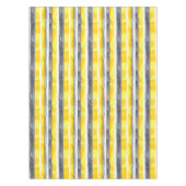 水彩黄灰色ストライプの白 テーブルクロス (正面)