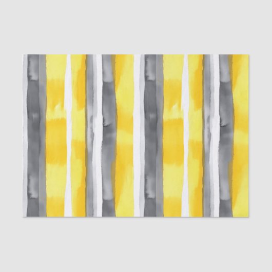 水彩黄灰色ストライプの白 薄葉紙 (正面)