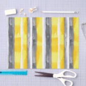 水彩黄灰色ストライプの白 薄葉紙 (クラフト)