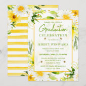 水彩黄白デイジー卒業 招待状 (正面/裏面)