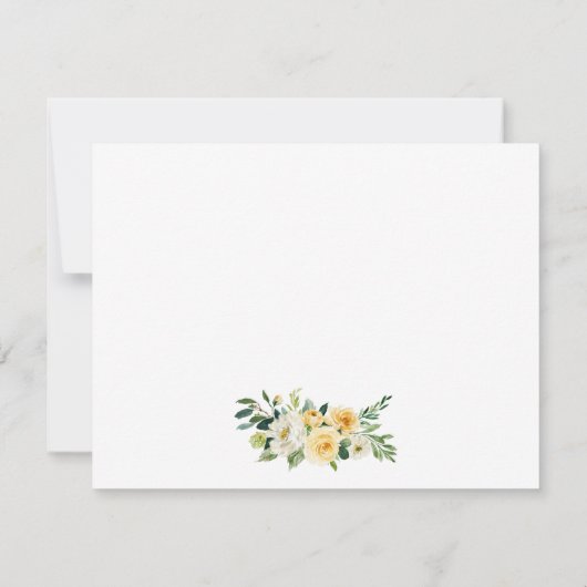 水彩黄白色フローラパーソナライズされた金ゴールド ノートカード (裏面)