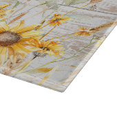 水彩黄素朴ひまわり庭木 カッティングボード (角)