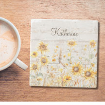 水彩黄素朴ひまわり庭木