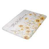 水彩黄素朴ひまわり庭木 バスマット (アングル)