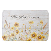 水彩黄素朴ひまわり庭木 バスマット (正面)