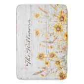 水彩黄素朴ひまわり庭木 バスマット (正面縦)