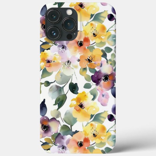 水彩黄紫色の花シームレスなパターン Case-Mate iPhoneケース (裏面)