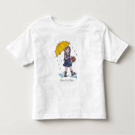 水彩黄色い傘を持つ少女 トドラーTシャツ