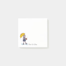 水彩黄色い傘を持つ少女 ポストイット