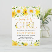 水彩黄色い夏の花ベビーシャワー 招待状 (スタンド正面)