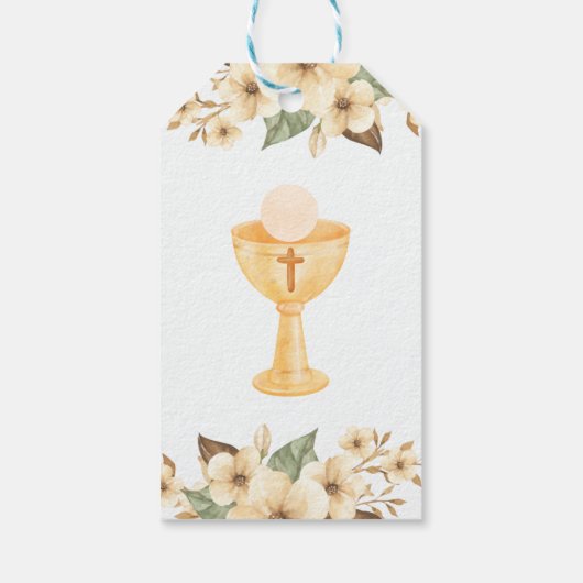 水彩黄色い花かわいいプリメラ組合 ギフトタグ (裏面)