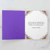 水彩黄色と紫の花誕生日 カード (内部)