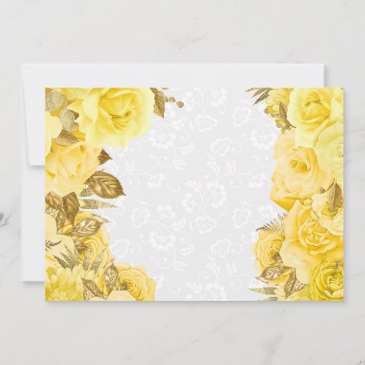 水彩黄色と金ゴールド花21歳の誕生日 招待状 (裏面)
