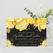 水彩黄色と金ゴールド花Sweet sixteen 招待状 (スタンド正面)