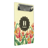 水彩黄色のオウムのチューリップフローラモノグラム ミニクリップボード (アングル)