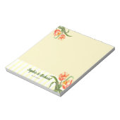 水彩黄色のオウムのチューリップフローラ結婚アート ノートパッド (回転)