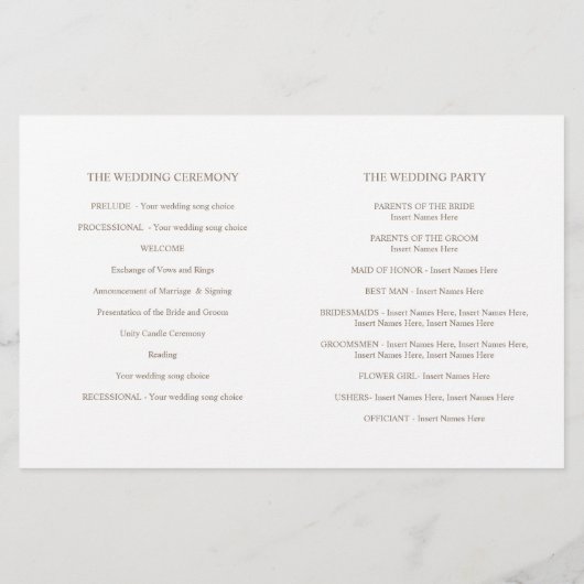 水彩黄色のカトキンスの結婚式のプログラム (裏面)