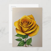 水彩黄色のバラ絵画ーズ ポストカード (正面/裏面)