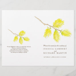 水彩黄色のヤナギのカチキンの結婚式プログラム