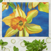 水彩黄色の水仙絵画水彩 キッチンタオル (折り畳み)