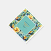 水彩黄色の熱帯緑の赤ちゃんシャワー スタンダードカクテルナプキン (角)