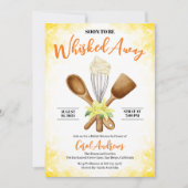 水彩黄色ひげ遠くにブライダルシャワー 招待状 (正面)