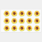水彩黄色ひまわりパーソナライズされた花 ラベル (シート)
