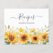 水彩黄色ひまわりファミリーレシピカード (裏面)
