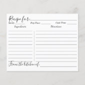 水彩黄色ひまわりファミリーレシピカード (正面)