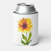水彩黄色ひまわりフローラ自然 かわいらし 缶クーラー (缶裏面)