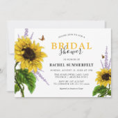 水彩黄色ひまわりブライダルシャワー 招待状 (正面)